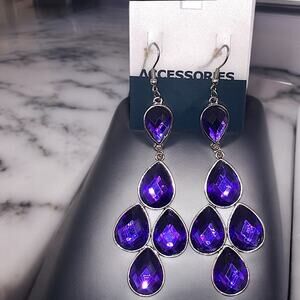NWT! U.K. Purple Chandelier Crystal Dangle 3 7/8" Earrings!